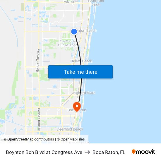 Boynton Bch Blvd at  Congress Ave to Boca Raton, FL map