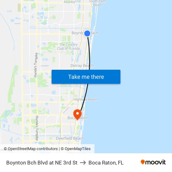Boynton Bch Blvd at NE 3rd St to Boca Raton, FL map