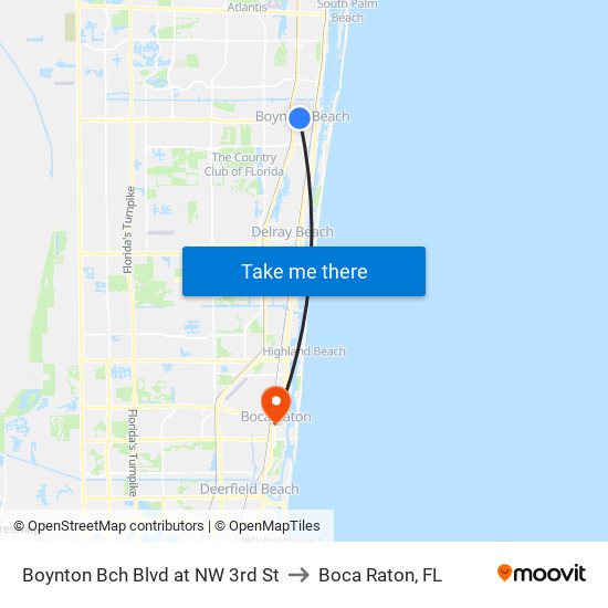 Boynton Bch Blvd at NW 3rd St to Boca Raton, FL map