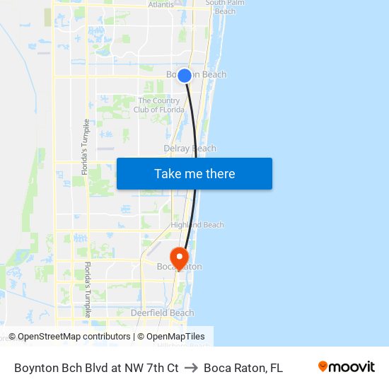 Boynton Bch Blvd at NW 7th Ct to Boca Raton, FL map