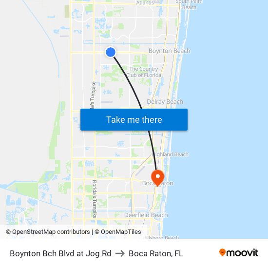 Boynton Bch Blvd at Jog Rd to Boca Raton, FL map