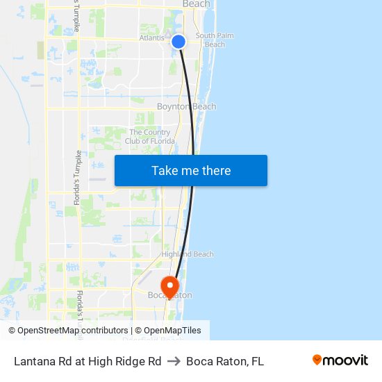 LANTANA RD at  HIGH RIDGE RD to Boca Raton, FL map