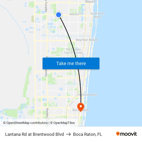 Lantana Rd at  Brentwood Blvd to Boca Raton, FL map