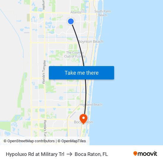 Hypoluxo Rd at Military Trl to Boca Raton, FL map