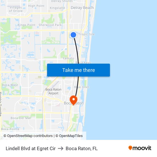 Lindell Blvd at Egret Cir to Boca Raton, FL map