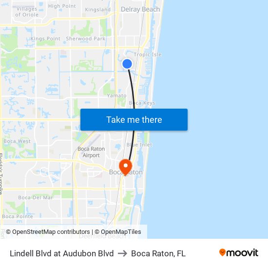 LINDELL BLVD at AUDUBON BLVD to Boca Raton, FL map