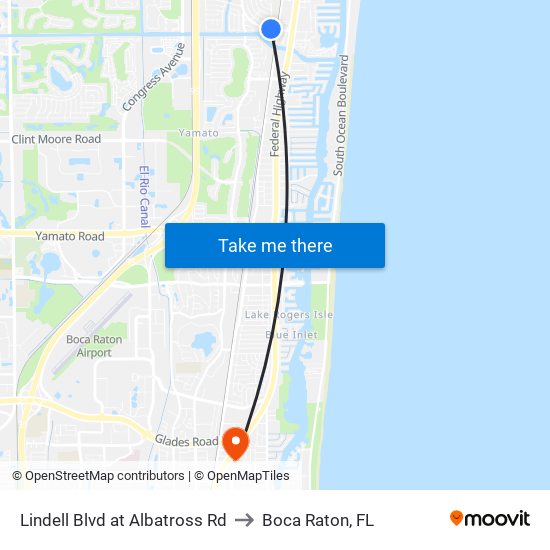 LINDELL BLVD at ALBATROSS RD to Boca Raton, FL map