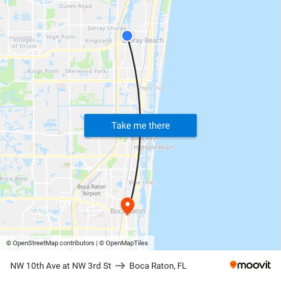 NW 10th Ave at  NW 3rd St to Boca Raton, FL map