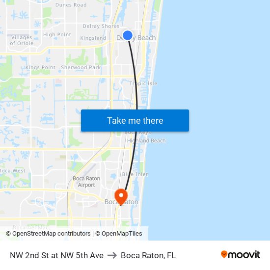 NW 2nd St at  NW 5th Ave to Boca Raton, FL map