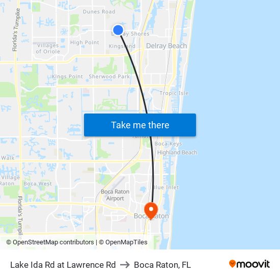 Lake Ida Rd at  Lawrence Rd to Boca Raton, FL map