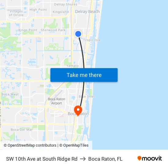 SW 10TH AVE at SOUTH RIDGE RD to Boca Raton, FL map