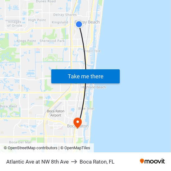 Atlantic Ave at NW 8th Ave to Boca Raton, FL map