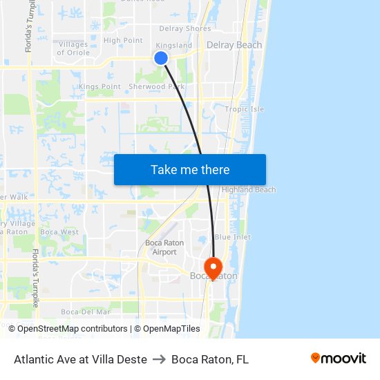 Atlantic Ave at  Villa Deste to Boca Raton, FL map