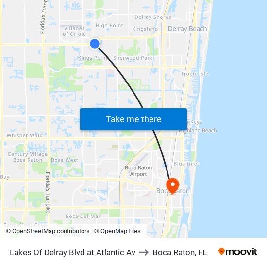 LAKES OF DELRAY BLVD at  ATLANTIC AV to Boca Raton, FL map