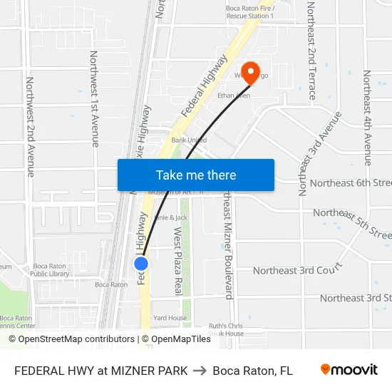 FEDERAL HWY at MIZNER PARK to Boca Raton, FL map