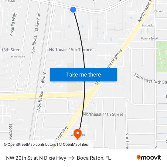 NW 20th St at N Dixie Hwy to Boca Raton, FL map