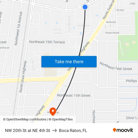 NW 20th St at NE 4th St to Boca Raton, FL map