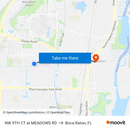 NW 9TH CT at MEADOWS RD to Boca Raton, FL map