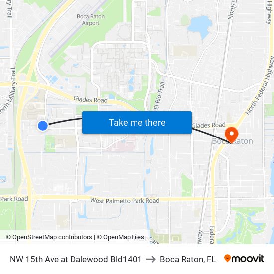 NW 15th Ave at Dalewood Bld1401 to Boca Raton, FL map