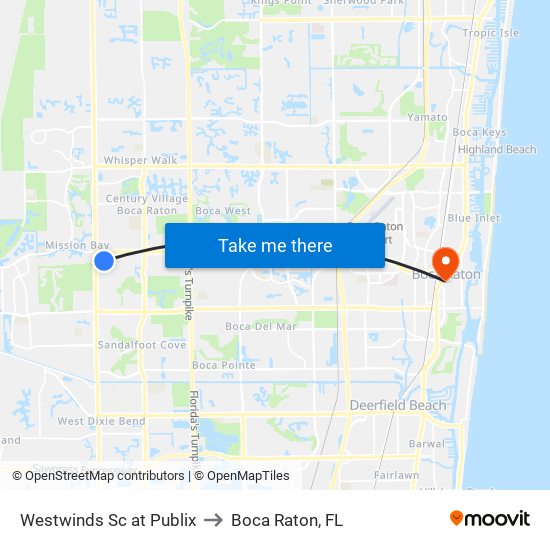 Westwinds Sc at Publix to Boca Raton, FL map