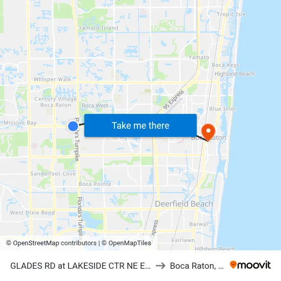 GLADES RD at LAKESIDE CTR NE ENT to Boca Raton, FL map
