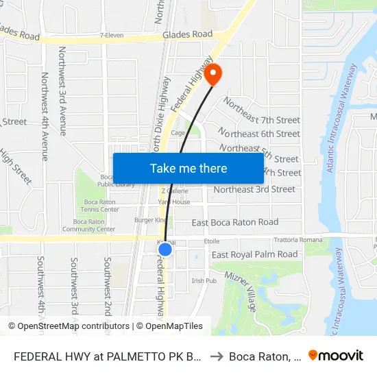 FEDERAL HWY at PALMETTO PK BLVD to Boca Raton, FL map
