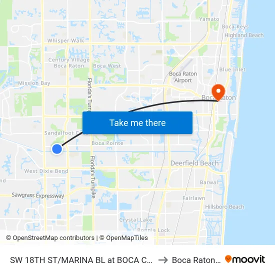SW 18TH ST/MARINA BL at BOCA COVE CR to Boca Raton, FL map