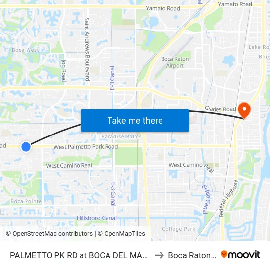PALMETTO PK RD at  BOCA DEL MAR DR W to Boca Raton, FL map
