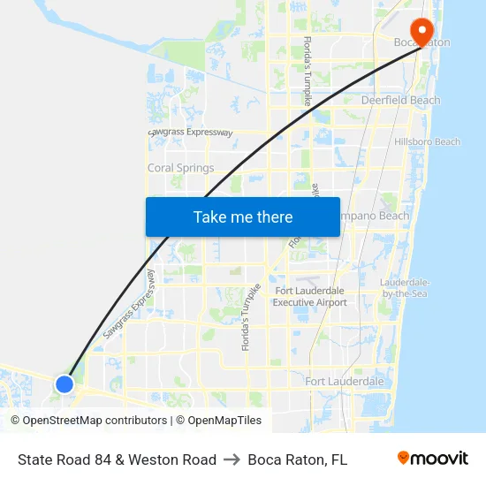 State Road 84 & Weston Road to Boca Raton, FL map