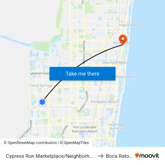 Cypress Run Marketplace/Neighborhood/Walmart to Boca Raton, FL map