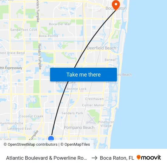 Atlantic Boulevard & Powerline Road to Boca Raton, FL map
