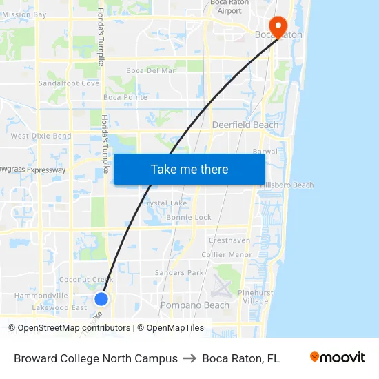 Broward College North Campus to Boca Raton, FL map