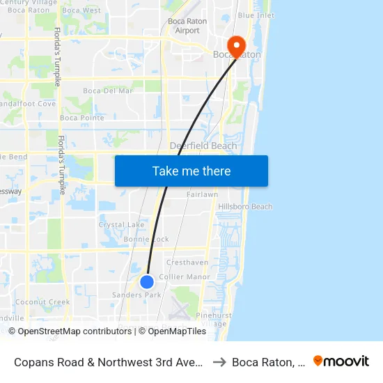 Copans Road & Northwest 3rd Avenue to Boca Raton, FL map