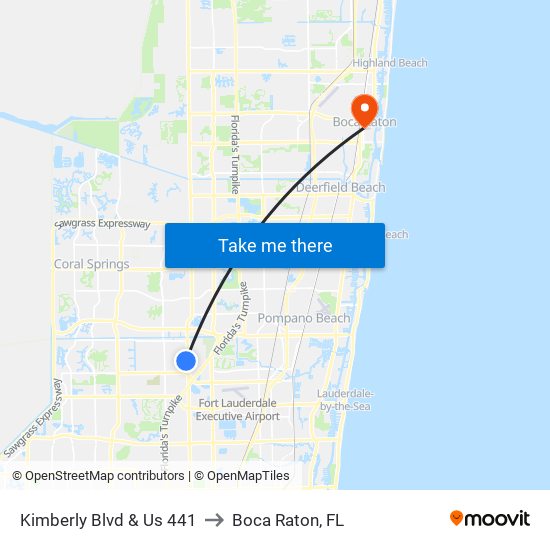 Kimberly Blvd & Us 441 to Boca Raton, FL map
