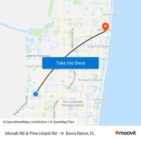 Mcnab Rd & Pine Island Rd to Boca Raton, FL map