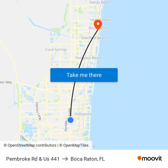 Pembroke Rd & Us 441 to Boca Raton, FL map