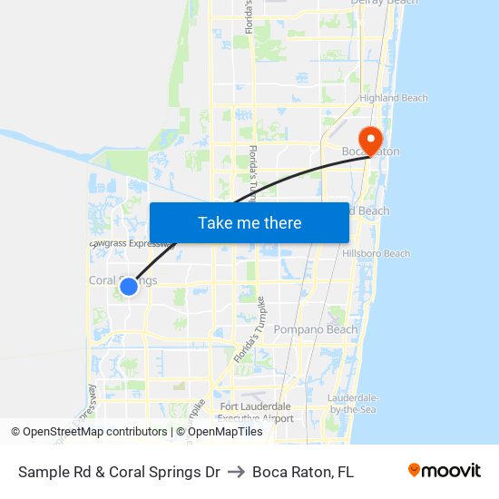 Sample Rd & Coral Springs Dr to Boca Raton, FL map