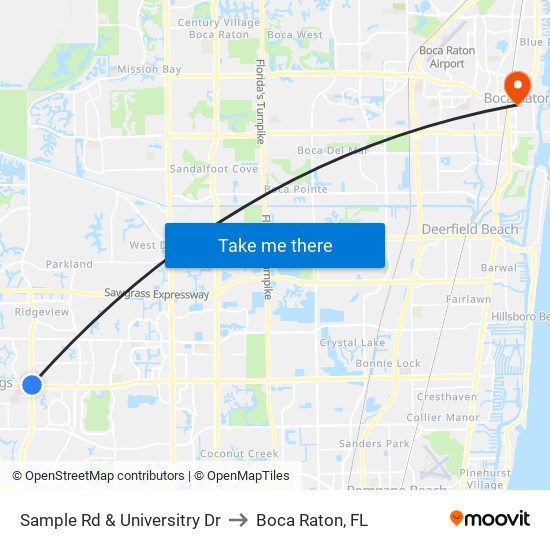 Sample Rd & Universitry Dr to Boca Raton, FL map