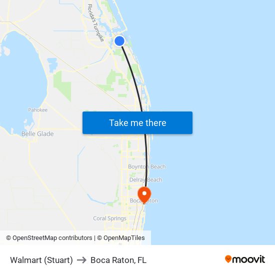 Walmart (Stuart) to Boca Raton, FL map