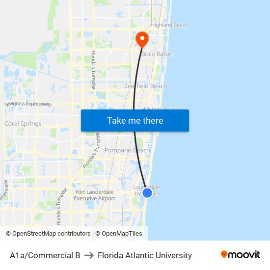 A1a/Commercial B to Florida Atlantic University map