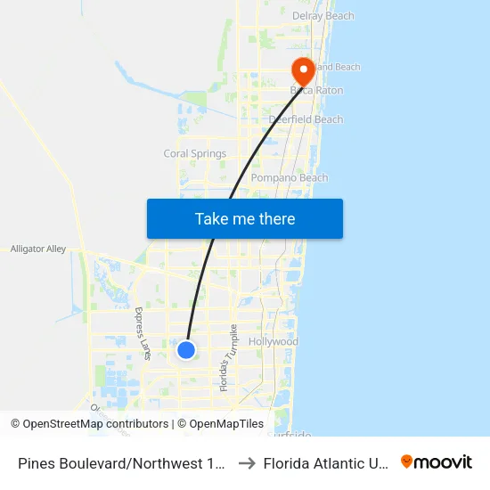 Pines Boulevard/Northwest 103rd Avenue to Florida Atlantic University map