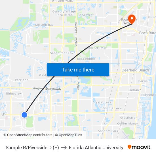 Sample R/Riverside D (E) to Florida Atlantic University map