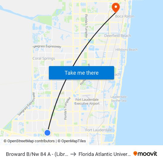 Broward B/Nw 84 A - (Library) to Florida Atlantic University map