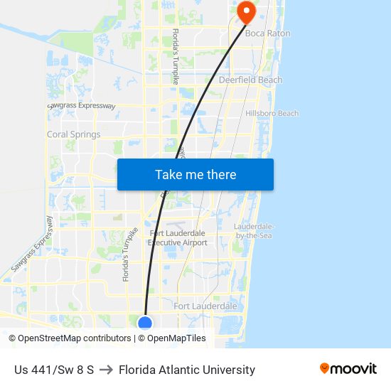 Us 441/Sw 8 S to Florida Atlantic University map