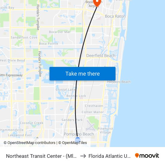 Northeast Transit Center - (Mlk B/Dixie H) to Florida Atlantic University map