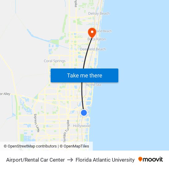 Airport/Rental Car Center to Florida Atlantic University map