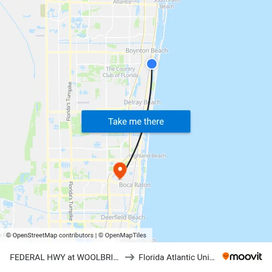 FEDERAL HWY at WOOLBRIGHT RD to Florida Atlantic University map