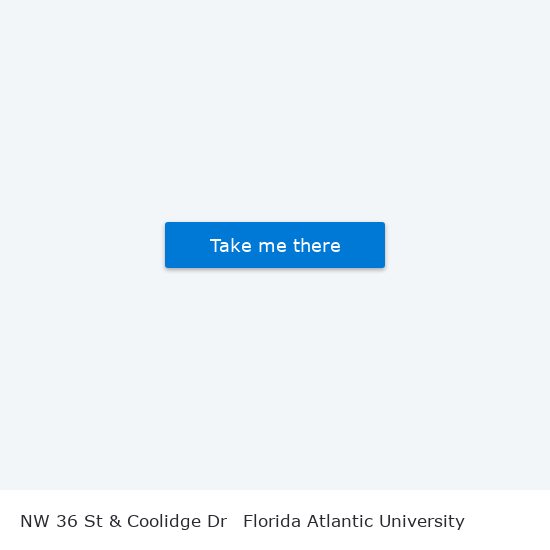 NW 36 St & Coolidge Dr to Florida Atlantic University map
