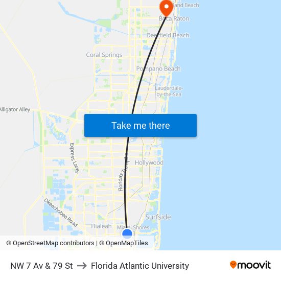 NW 7 Av & 79 St to Florida Atlantic University map