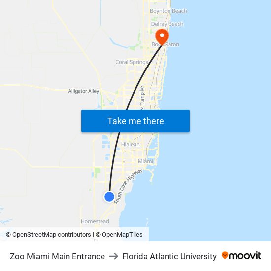 Zoo Miami Main Entrance to Florida Atlantic University map